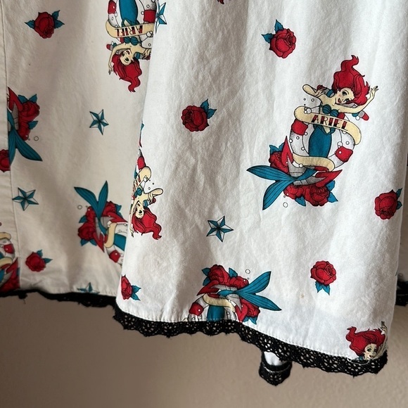 DISNEY Ariel Tattoo Print Sleeveless V-Neck Rockabilly Dress - Picture 12 of 12